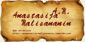 Anastasija Mališananin vizit kartica